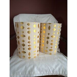 2 Transitional Drum (Cylinder) Shaped Spider Construction Lamp Shades in Beige,
